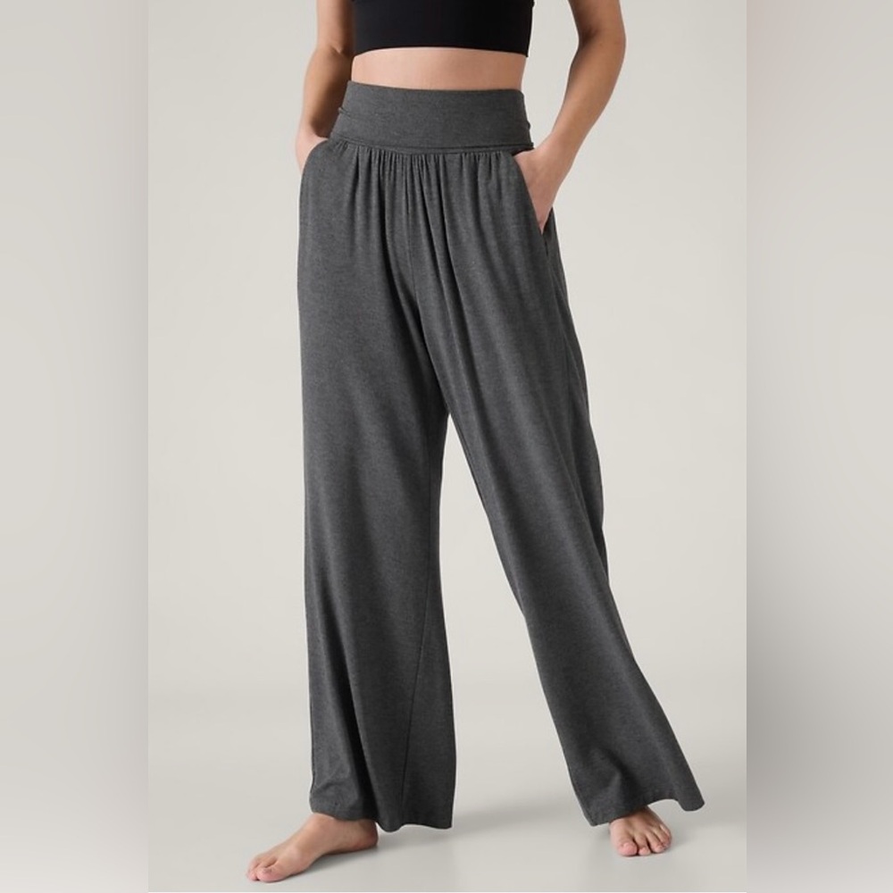 Athleta Studio Charcoal Gray Wide-Leg Pants